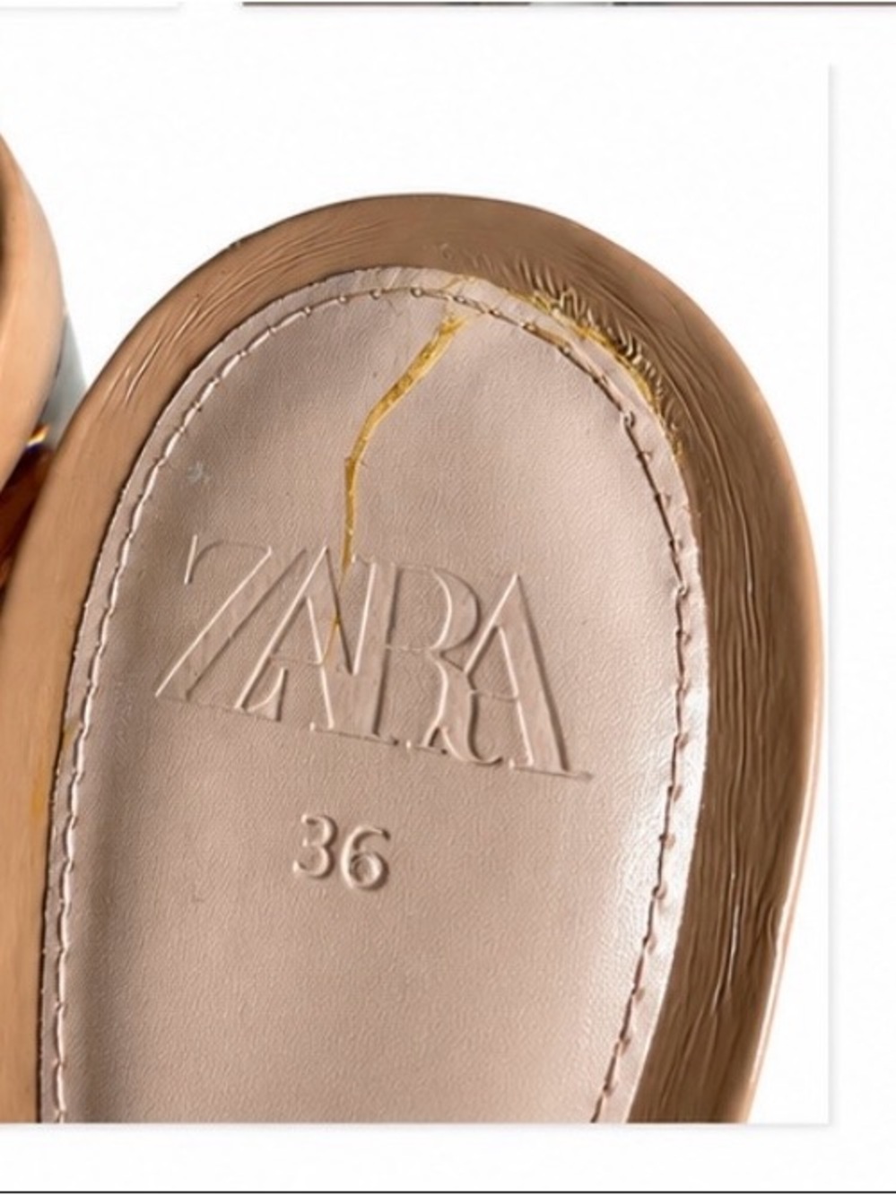 Zara Women's Vinyl  Tan Heeled Sandals New size 36 (6/6.5) - Picture 6 of 6